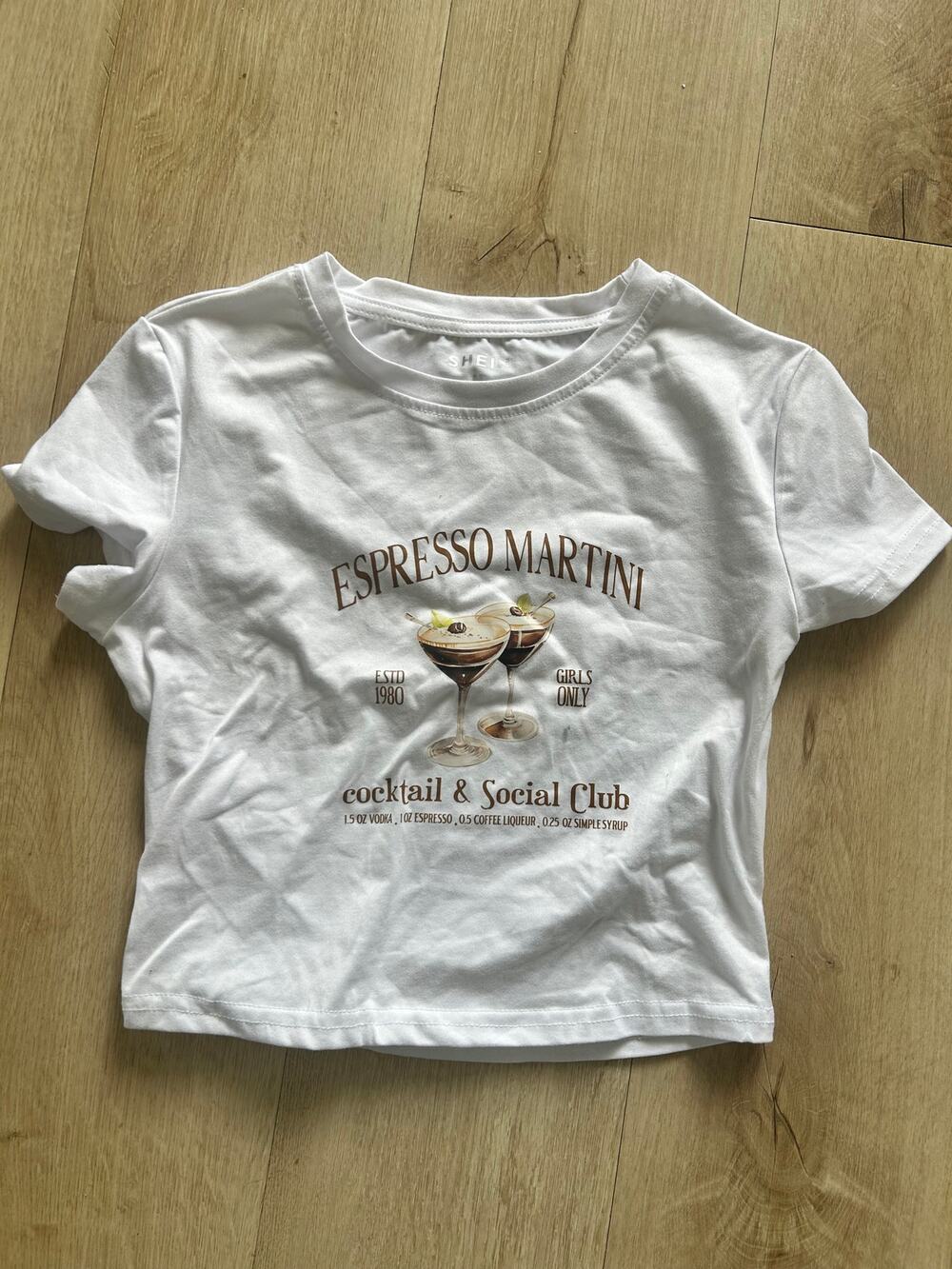 SHEIN Espresso Martini Cocktail Social Club Graphic Tee Size M